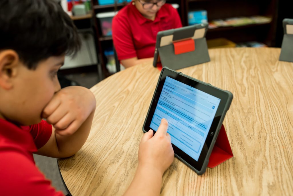 Student works on an iPad