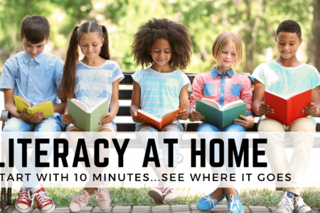 kids sit in a row and read a book each