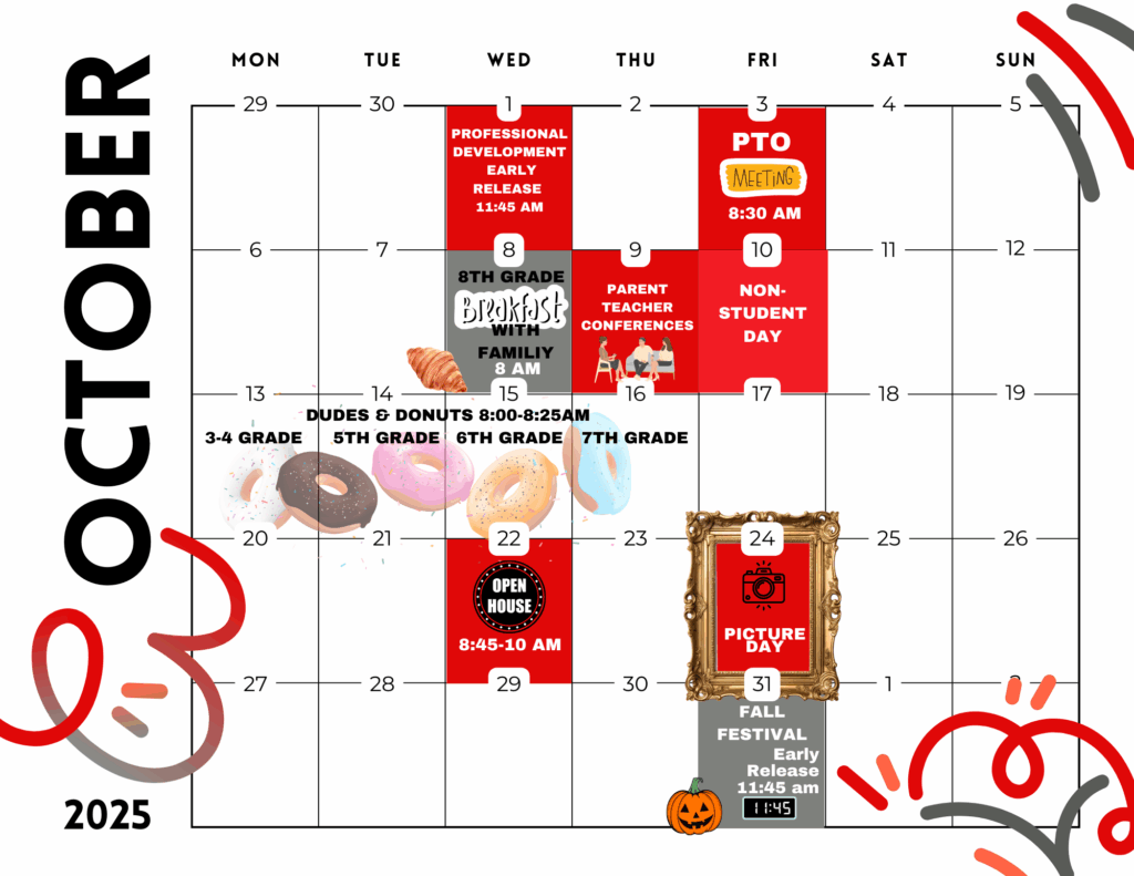 October 2025 School Calendar Visual